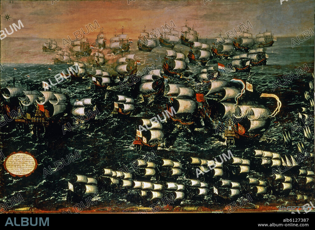 JUAN DE LA CORTE 1585 1662 . BATALLA NAVAL ARMADA INVENCIBLE