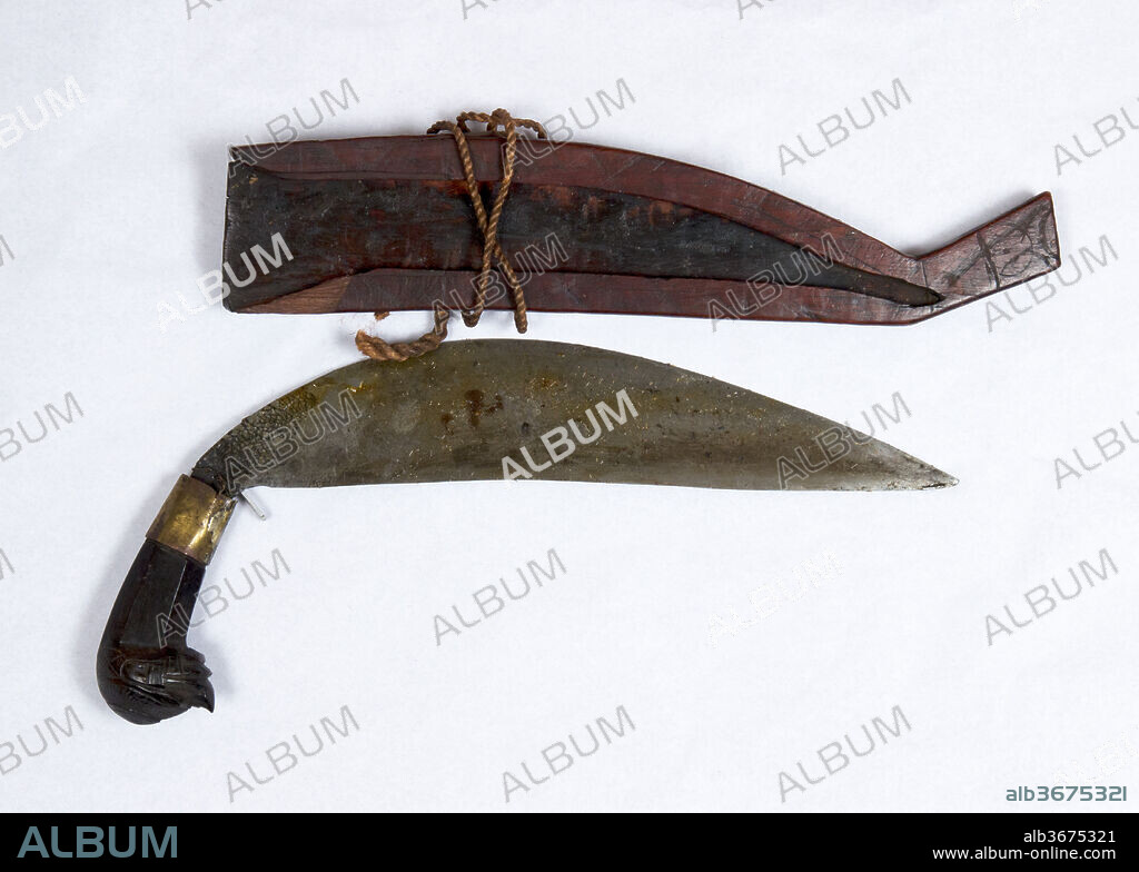 Knife with Sheath. Culture: Philippine, Zamboanga. Dimensions: L. with sheath 15 1/4 in. (38.7 cm); L. without sheath 12 3/4 in. (32.4 cm); W. 2 in. (5.1 cm); Wt. 10.2 oz. (289.2 g); Wt. of sheath 4.5 oz. (127.6 g). Date: 18th-19th century.