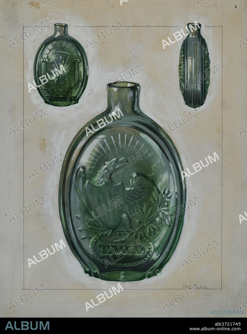 CHARLES CASEAU. Flask. Dated: c. 1936. Dimensions: overall: 29.2 x 22.9 cm (11 1/2 x 9 in.). Medium: watercolor, graphite, and goauche on paperboard.