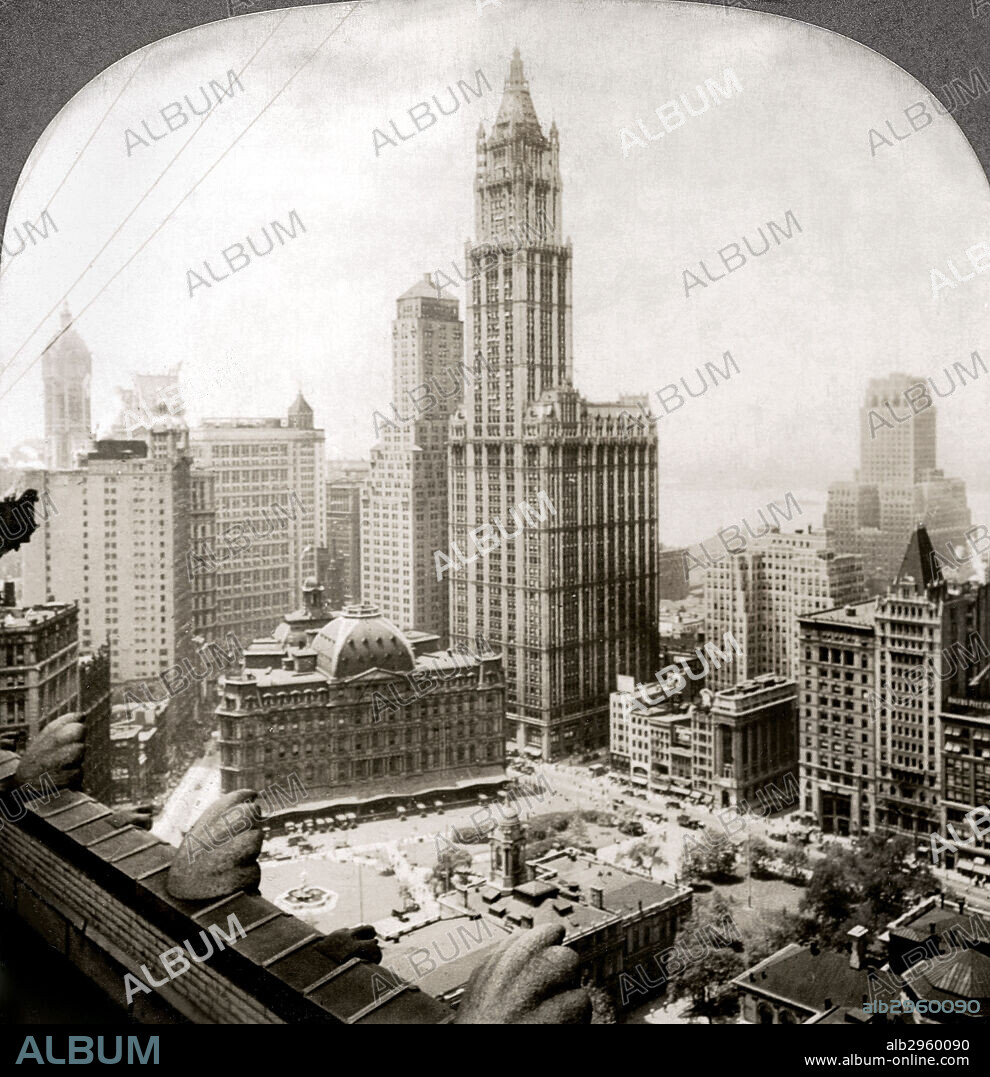 WOOLWORTH BUILDING, 1920s.The Woolworth Building, New York City, the world's tallest building at the time of its completion in 1913. Stereograph view, 1920s.