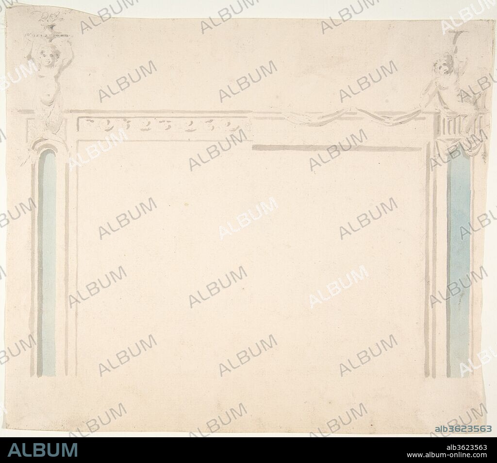 Design for a Chimney Piece. Artist: Anonymous, British, 18th century. Dimensions: sheet: 8 5/16 x 9 5/8 in. (21.1 x 24.4 cm). Date: late 18th century.