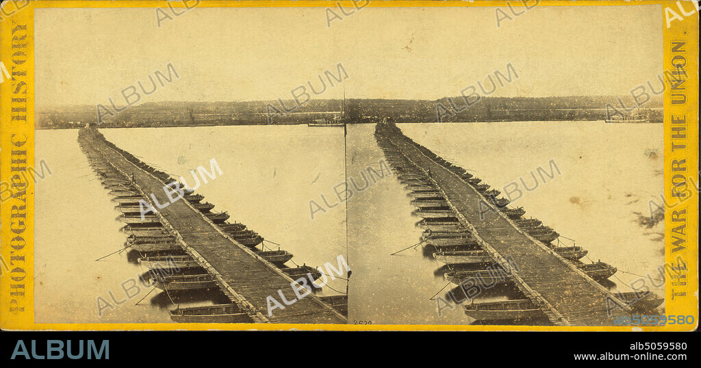 View of James River pontoon bridge, from south side, above Jones' Landing., E. & H.T. Anthony (Firm), 1861, United States.