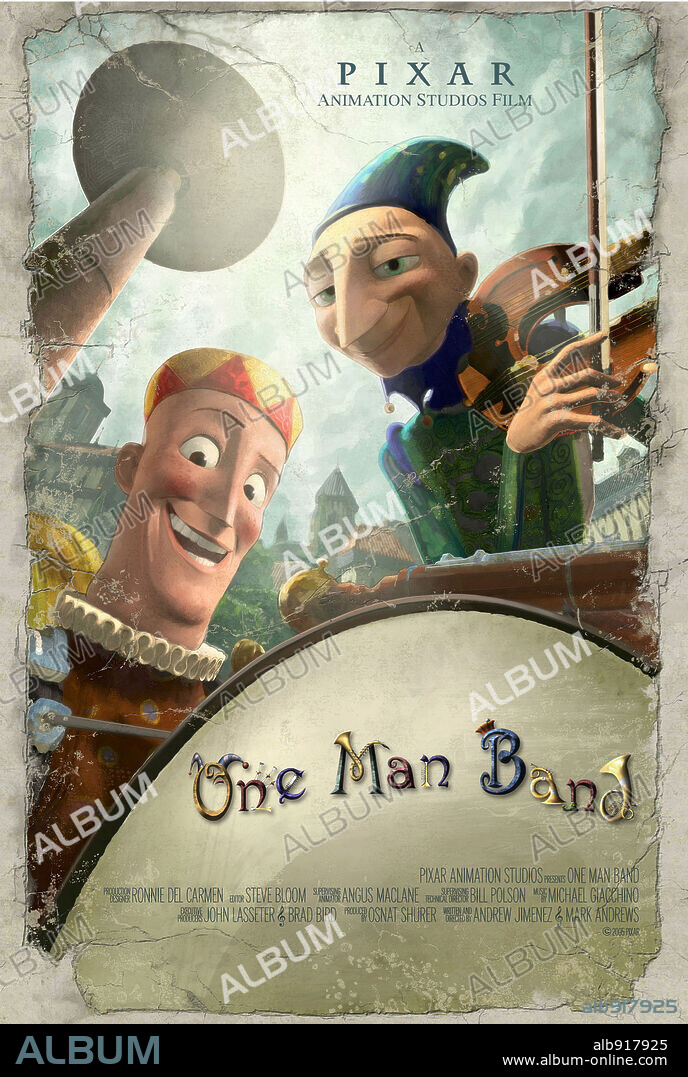 Poster of ONE MAN BAND, 2005, directed by ANDREW JIMENEZ and MARK ANDREWS. Copyright PIXAR ANIMATION STUDIOS.