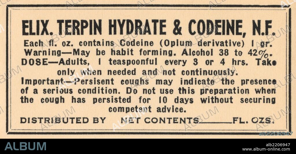 A 1920's pharmacy bottle label.  Many of these were quack cures and the main ingredient often was alcohol.