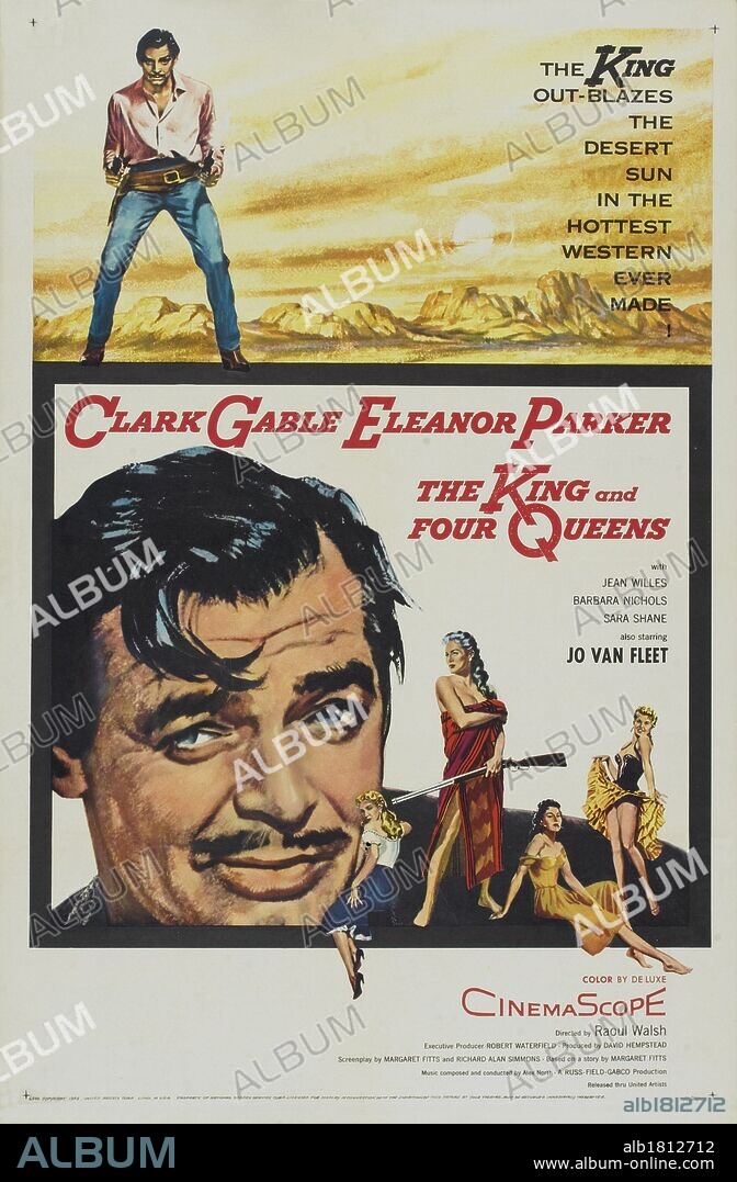 Poster de UN REY PARA CUATRO REINAS, 1956 (THE KING AND FOUR QUEENS), dirigida por RAOUL WALSH. Copyright UNITED ARTISTS.