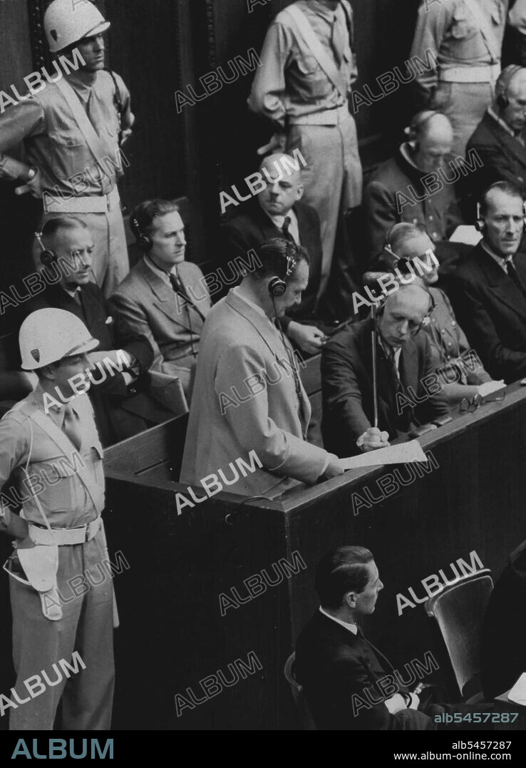 Goering - Iam innocent, first pictures, from Nuremberg -- Herman Goering is seen making his final plea at the Nuremberg court today August 31.
Hermann Goering one-time Reichsmarshal and Luftwaffe chief, Led the 20 Defendants accused of war crimes at the Nuremberg trial, today August 31, when the Nazi chiefs made their final *****, before the court adjounred to consider the Verdicts. September 12, 1946. (Photo by Associated Press Photo).