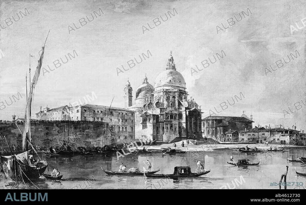 海外で買Church Of Santa Maria/F.Guardi 超希少、100年前の画集より 人物画