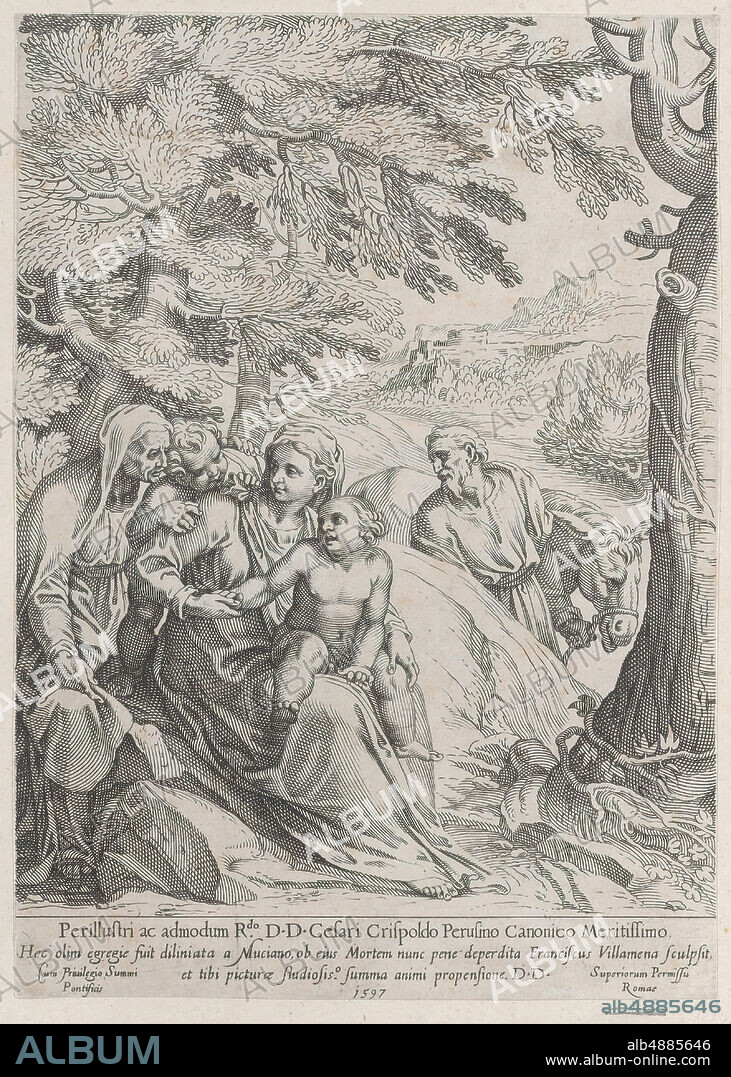 Francesco Villamena, The rest on the flight into Egypt, Francesco Villamena  (Italian, Assisi ca. 15651624 Rome), After Girolamo Muziano (Italian,  Acquafredda, Brescia 1528 - Album alb4885646