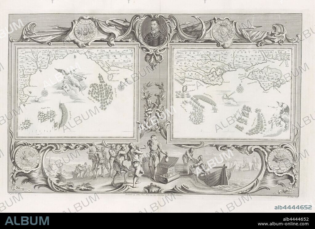 Maps of the Spanish Armada July 22 and 24 1588 Two cards V VI