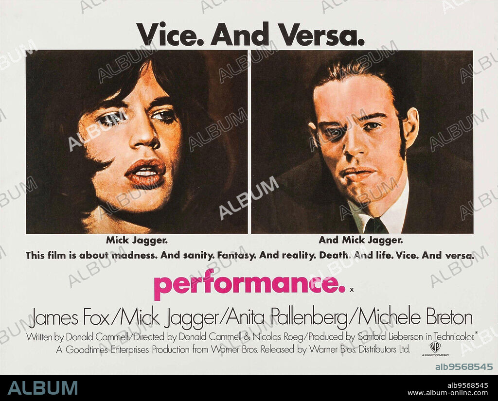 Poster of PERFORMANCE, 1970, directed by DONALD CAMMELL and NICOLAS ROEG. Copyright WARNER/GOODTIMES.