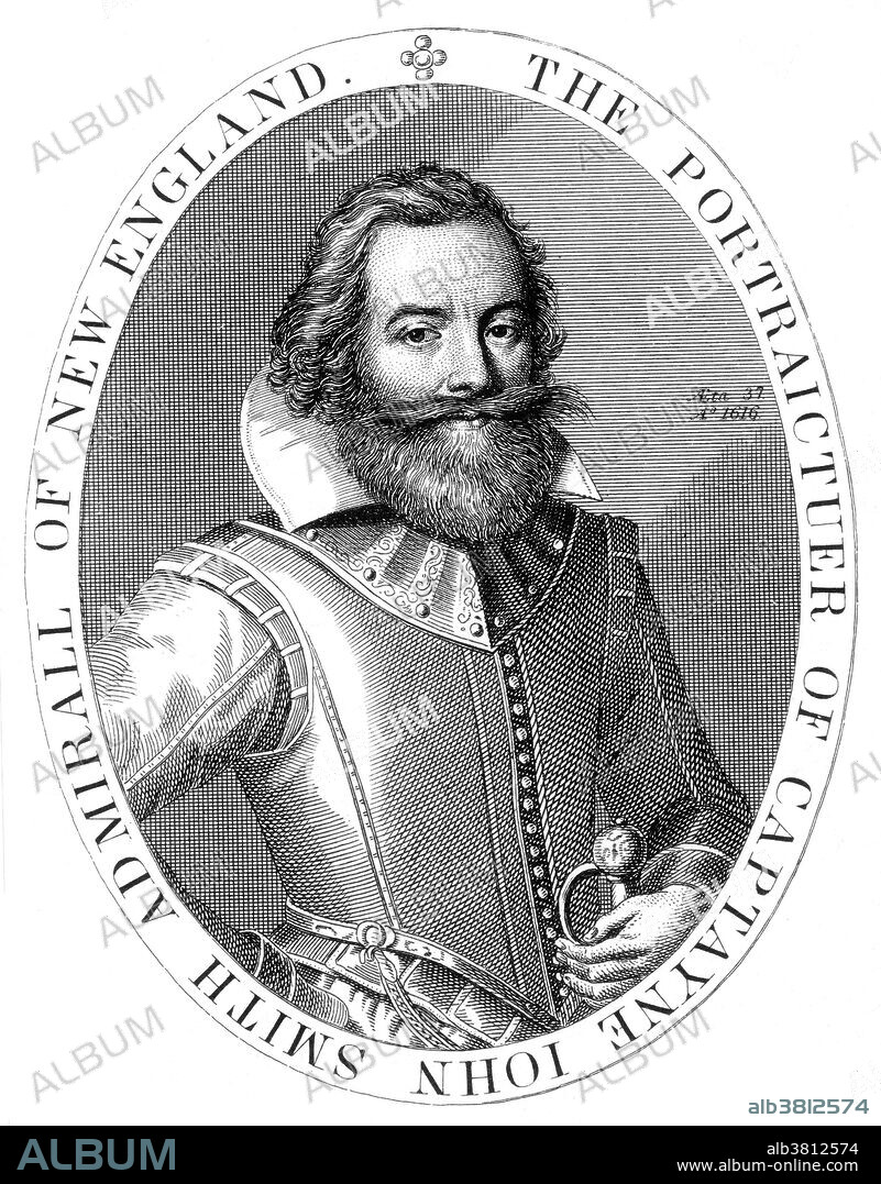 Captain John Smith (January 1580 - June 21, 1631) Admiral of New England was an English soldier, explorer, and author. He was considered to have played a important part in the establishment of the first permanent English settlement in North America. He was a leader of the Virginia Colony (based at Jamestown) between September 1608 and August 1609, and led an exploration along the rivers of Virginia and the Chesapeake Bay. Smith's books and maps are extremely important in the further colonization of the New World. He gave the name New England to that region and encouraged people to migrate. In 1614, Smith returned to the Americas in a voyage to the coasts of Maine and Massachusetts Bay. He made two attempts in 1614 and 1615 to return to the same coast. First a storm dismasted his ship. In the second attempt, he was captured by French pirates off the coast of the Azores. Smith escaped after weeks of captivity and made his way back to England. He died in the year 1631 in London at the age of 51.