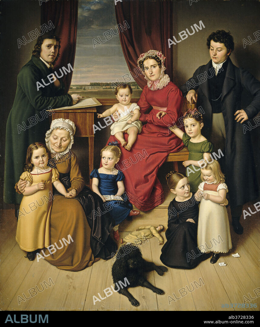 GERMAN 19TH CENTURY. An Artist and His Family. Dated: c. 1830. Dimensions: overall: 75 x 63.5 cm (29 1/2 x 25 in.)  framed: 97.2 x 85.7 x 7.6 cm (38 1/4 x 33 3/4 x 3 in.). Medium: oil on canvas.