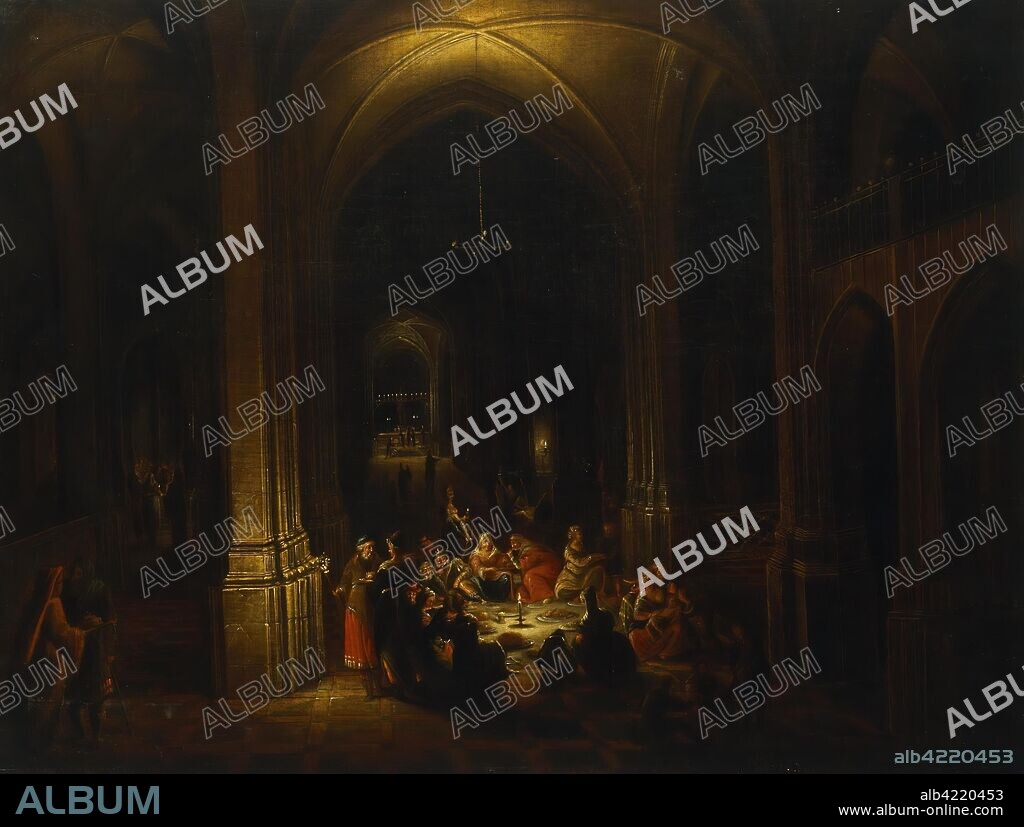 ANONYMOUS ARTIST. 17TH CENTURY. 'Feast in the Temple'. Holland, 17th century. Dimensions: 48x63 cm.