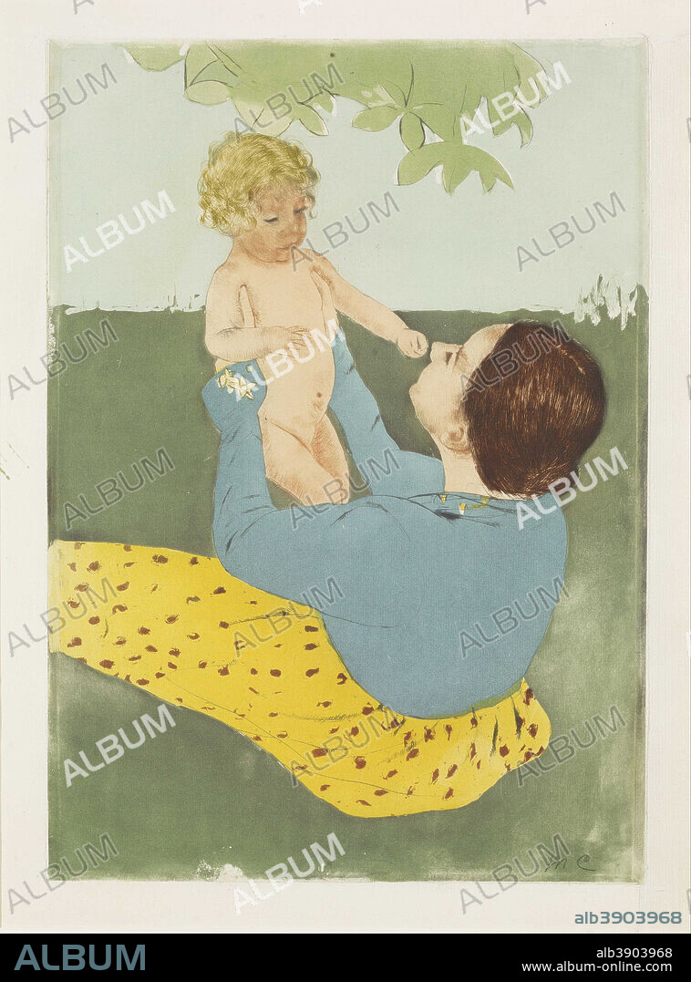 MARY CASSATT. Under the Horse-Chestnut Tree. Date/Period: 1896 - 1897. Print. Drypoint and aquatint in colors Drypoint and aquatint in colors. Height: 482.60 mm (19 in); Width: 390.65 mm (15.38 in).