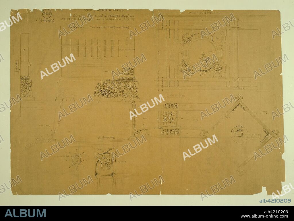 ARCHITECTS ADLER & SULLIVAN. Auditorium Building, Chicago, Illinois, Plaster Details for Balcony. Adler and Sullivan; American, 1883-1895. Date: 1886-1889. Dimensions: 76 × 101.3 cm (29 15/16 × 39 7/8 in.). Hectograph print on paper mounted on board. Origin: Chicago.