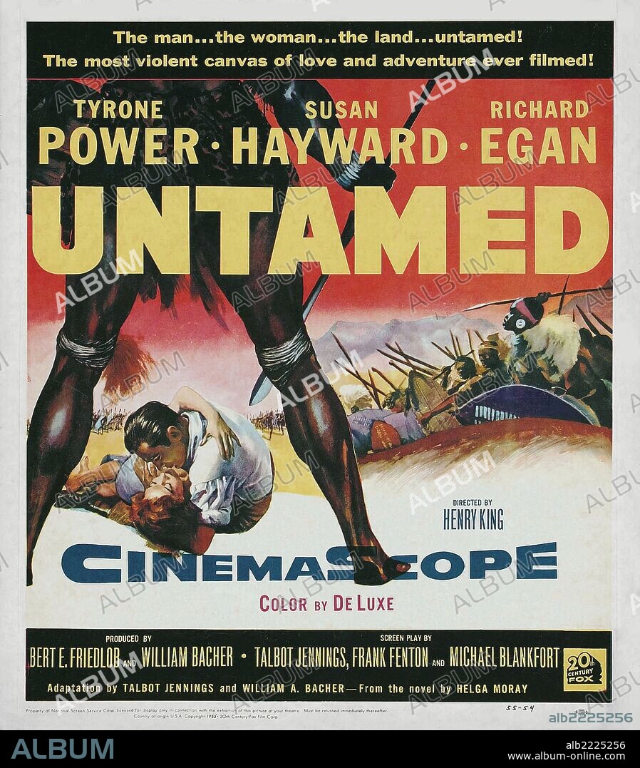 Poster of UNTAMED, 1955, directed by HENRY KING. Copyright 20TH CENTURY FOX.