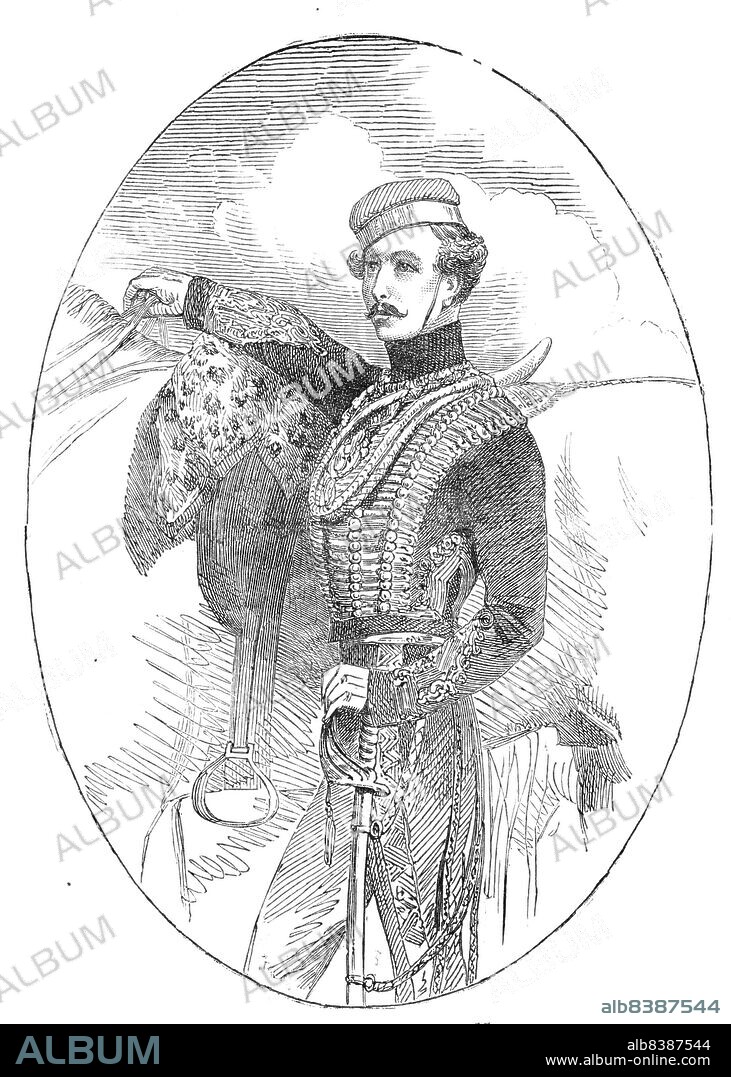 The late Captain Lewis Edward Nolan, 15th Hussars, 1854. British officer killed in the Charge of the Light Brigade during the Crimean War. 'Poor Lewis Nolan has gone to his rest. In a cavalry action three days ago he bore an order from Lord Raglan to Lord Lucan to charge a battery of heavy field-pieces, and, in the act of delivering it, a piece of shell struck him on the left breast, and passed through his body. Death, by the mercy of Heaven, was instantaneous...he was a gallant soul. The day before his death, I am glad to think, I met him, and he said, "Well, Bob, is not this fun? I think it is the most glorious life a man could lead."...I am sorry to say, now that he is gone, some people here say that in the heat of the moment, poor Lewis gave Lord Lucan a wrong order. Such is not the case. The order was a written one, and therefore the mistake was not on his side'. From "Illustrated London News", 1854.