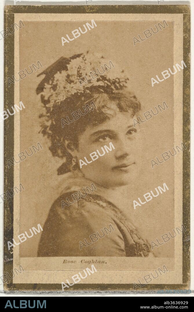 Rose Coghlan, from the Actresses and Celebrities series (N60, Type 2) promoting Little Beauties Cigarettes for Allen & Ginter brand tobacco products. Dimensions: Sheet: 2 3/8 × 1 1/2 in. (6 × 3.8 cm). Publisher: Issued by Allen & Ginter (American, Richmond, Virginia). Date: 1887.
Trade cards from the "Actresses and Celebrities" series (N60), issued in 1887 to promote Little Beauties Cigarettes distributed by Allen & Ginter. There are two types of cards in the set. Type 1 cards have the brand name printed on front and Type 2 cards do not.