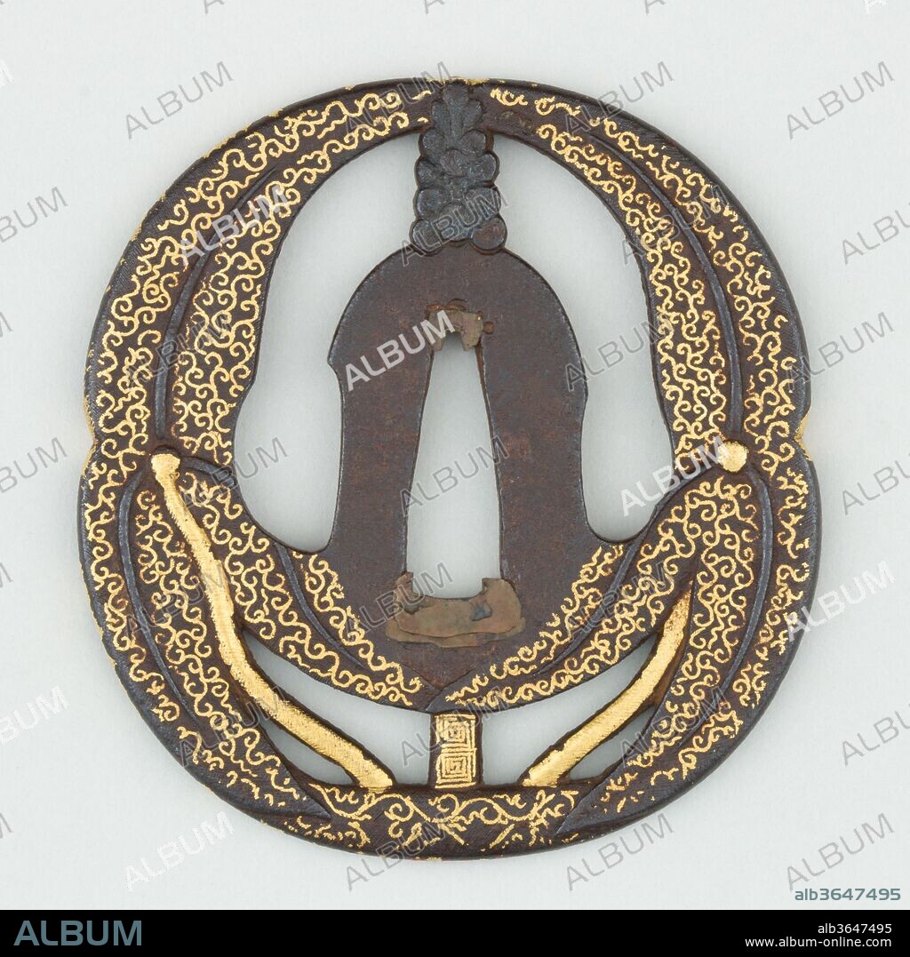 Sword Guard (Tsuba). Culture: Japanese. Dimensions: H. 2 13/16 in. (7.1 cm); W. 2 5/8 in. (6.7 cm); thickness 3/16 in. (0.5 cm); Wt. 3.4 oz. (96.4 g). Date: 17th century.