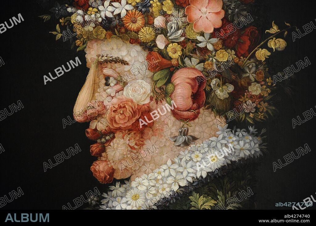 Giuseppe Arcimboldo (1527-1593). Pintor italiano. La Primavera, hacia 1563. Detalle. Óleo sobre tabla. 0,66 x 0,50 m. Real Academia de Bellas Artes de San Fernando. Madrid. España.
