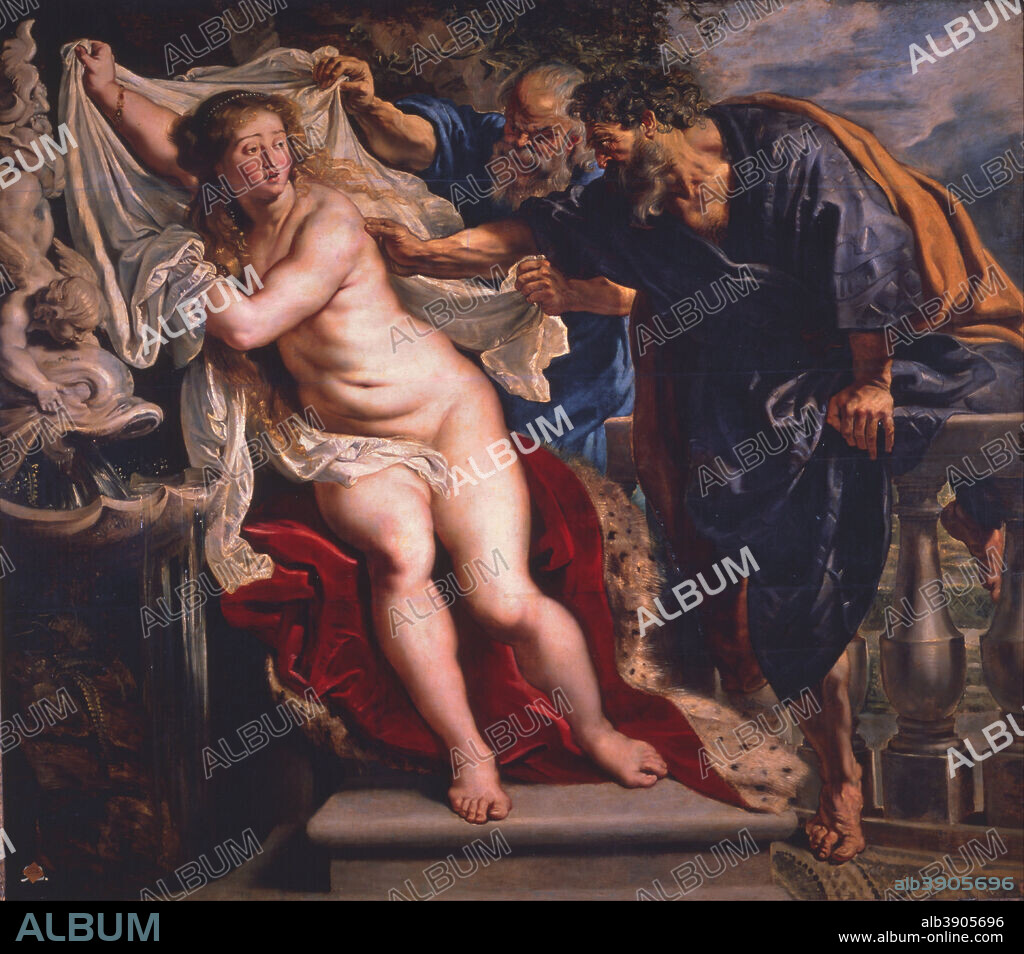 PETER PAUL RUBENS. Susanna and the Elders. Date/Period: Between 1609 and 1610. Painting. Oil on panel. Height: 198 cm (77.9 in); Width: 218 cm (85.8 in).