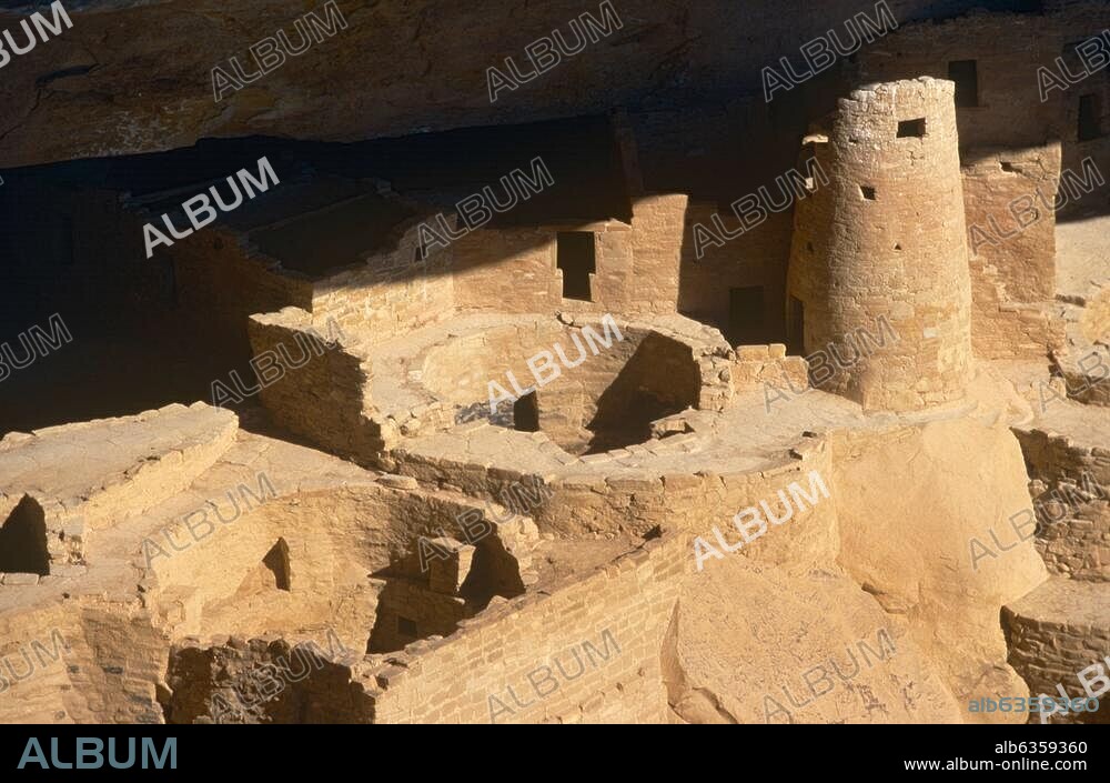 Cliff Palace (Cliff dwelling, Dorf der Anasazi-Indianer, erbaut und bewohnt ca. 1200-1276). Mesa Verde Nationalpark (USA, Colorado). Cliff palace (Cliff dwelling of the Anasazi, built 1200-1276). Mesa Verde National park, USA, Colorado. , Colorado, USA.