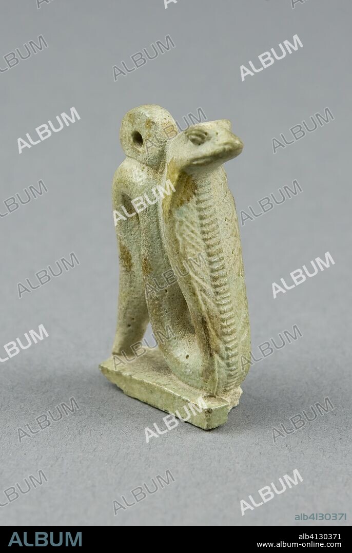 ANCIENT EGYPTIAN. Amulet of a Cobra. Egyptian. Date: 1070 BC-656 BC. Dimensions: 3.8 × 2.2 × 0.6 cm (1 1/2 × 7/8 × 1/4 in.). Faience. Origin: Egypt.