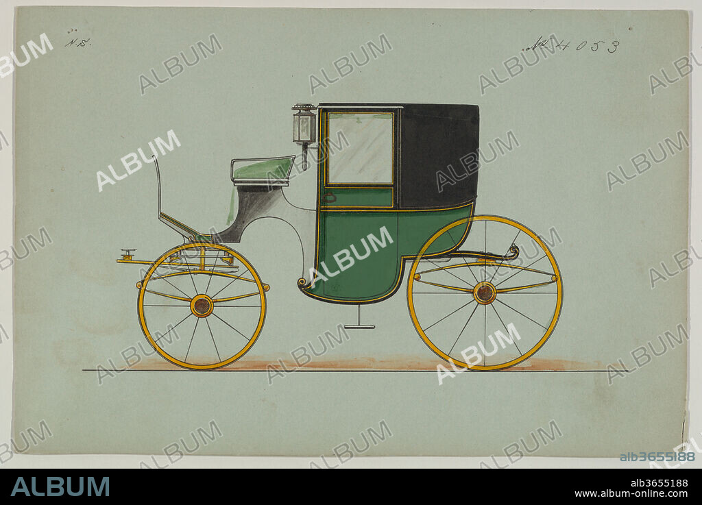 Design for Brougham, no. 4053. Artist: Herman Stahmer (American, 1857-1894). Dimensions: sheet: 6 1/16 x 9 1/8 in. (15.4 x 23.2 cm). Manufacturer: Brewster & Co. (American, New York). Date: 1889.
Brewster & Company History
Established in 1810 by James Brewster (1788-1866) in New Haven, Connecticut, Brewster & Company, specialized in the manufacture of fine carriages. The founder opened a New York showroom in 1827 at 53-54 Broad Street, and the company flourished under generations of family leadership. Expansion necessitated moves around lower Manhattan, with name changes reflecting shifts of management-James Brewster & Sons operated at 25 Canal Street, James Brewster Sons at 396 Broadway, and Brewster of Broome Street was based at 372 & 374 Broome Street with a repository (showroom) on 14th Street & Fifth Avenue. By 1874, Brewster & Company had 400 employees and combined warehouse and factory facilities at 47th & 48th Streets and Broadway. Brewster successfully branched out to produce their own automobiles, as well as supplying bodies for Rolls Royce at their Long Island City location. Notable clientele included Alfred Gwynne Vanderbilt, August Belmont, J.P. Morgan, John Jacob Astor, Andrew J. Cassatt (brother of artist Mary Cassatt), William Rockefeller, Henry Clay Frick and Pierre Lorillard. 
Talented draftsmen employed by the firm included Paul Steinbeck, Herman Stahmer and John Gribbon, the latter teaching at the Carriage Builders and Designers Technical School, which opened in 1880 and was housed initially at the Metropolitan Museum of Art. When the company finally dissolved in 1923, its last owner William Brewster (1866-1949) donated its archive of design and presentation drawings to the Museum where he served as benefactor and trustee.
Of all American carriage manufacturers, none was as highly regarded for design, finish and quality as Brewster & Company. They won many awards for outstanding workmanship, including the Legion d'Honneur (Legion of Honor) at the 1878 Paris Exposition (3rd World's Fair). In appreciation for this achievement the Carriage Builders' National Association presented them with a gold enameled Tiffany & Company plaque and autograph book signed by leading American carriage builders, both now at the Metropolitan Museum of Art.
Merri Ferrell, 2016.