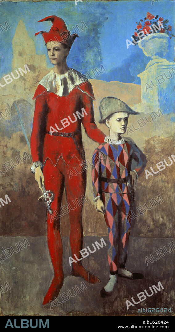 Acrobat and Young Harlequin by Pablo Picasso, 1905, 1881-1973, USA, Pennsylvania, Merion, Barnes Foundation.