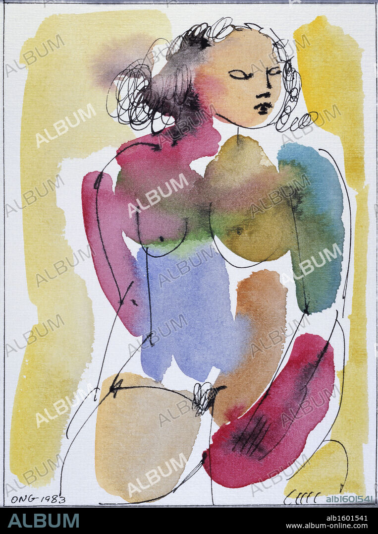 Nude #3 Diana Ong (b.1940/Chinese-American) Watercolor Private Collection.  - Album alb1601541