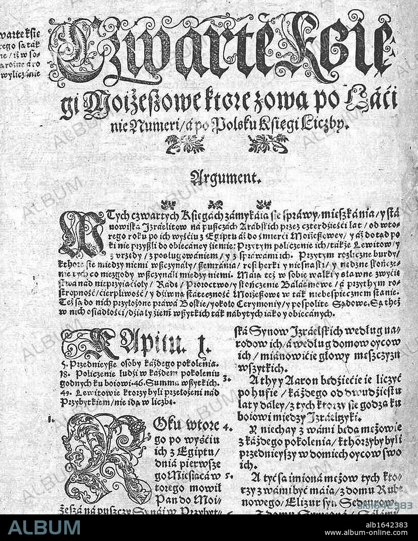 The Brzesc Bible, also known as the Radziwill or Pinczow Bible first  translation of the Holy Scriptures into Polish by the Calvinist community  and funded by Prince Mikolaj - Album alb1642383