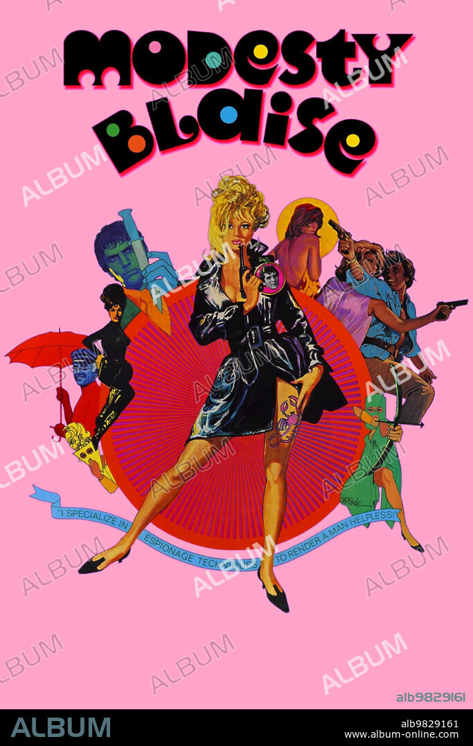 Poster of MODESTY BLAISE, 1966, directed by JOSEPH LOSEY. Copyright 20TH CENTURY FOX.