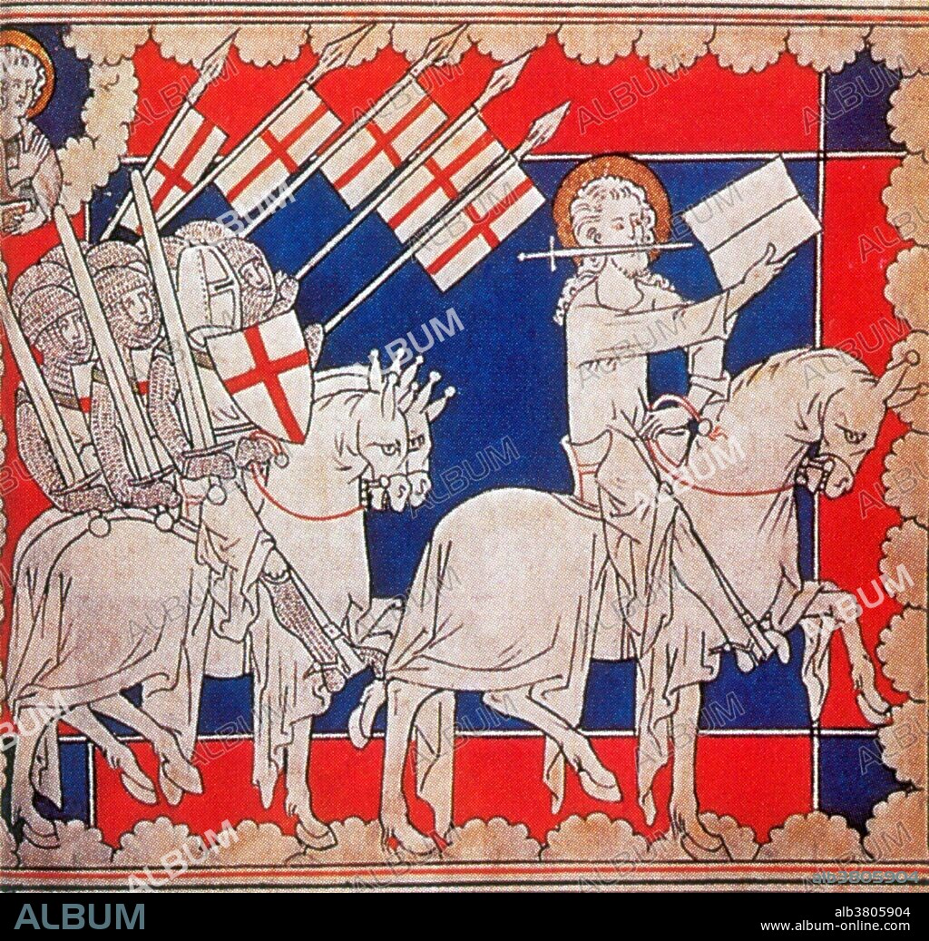 Christ leading the Crusaders to Jerusalem, from an English Apocalypse, 14th Century. The First Crusade (1096-99) was the first of a number of crusades that attempted to capture the Holy Lands, called by Pope Urban II. It started as a widespread pilgrimage in western christendom and ended as a military expedition by Roman Catholic Europe to regain the Holy Lands taken in the Muslim conquests of the Levant (632-661). It was launched on November 27, 1095 by Pope Urban II responding to an appeal from Byzantine Emperor Alexios I Komnenos, who requested that western volunteers help to repel the invading Seljuq Turks from Anatolia. An additional goal soon became the principal objective - the Christian reconquest of the sacred city of Jerusalem and the Holy Land and the freeing of the Eastern Christians from Muslim rule. During the crusade, knights, peasants and serfs from many nations of Western Europe travelled over land and by sea, first to Constantinople and then on towards Jerusalem. The Crusaders arrived at Jerusalem, launched an assault on the city, and captured it in July 1099, massacring many of the city's Muslim, Christian, and Jewish inhabitants.