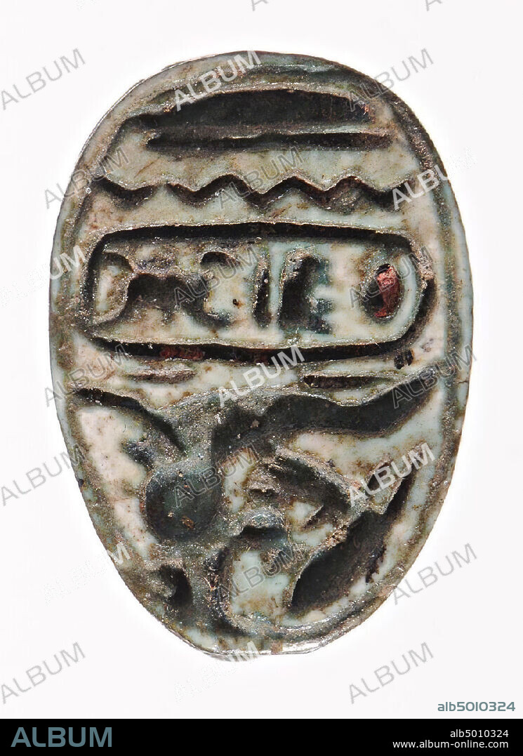 scarab, Mencheperre, Amontrigram, sphinx, seal, scarab, faience, 1,7 cm, New Kingdom, 18th Dynasty, Thutmose III (?), Egypt.