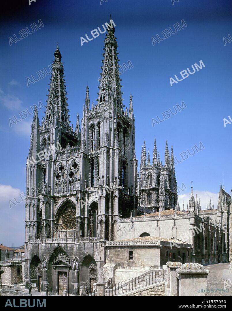 Burgos. Catedral. Fachada principal o del Perdon de la catedral. Gótico. Siglo XIII.