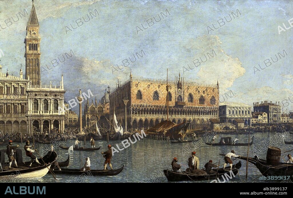 CANALETTO. Veduta del Palazzo Ducale di Venezia / View of the Ducal Palace in Venice. Date/Period: Before 1755. Painting. Oil on canvas. Height: 51 cm (20 in); Width: 83 cm (32.6 in).