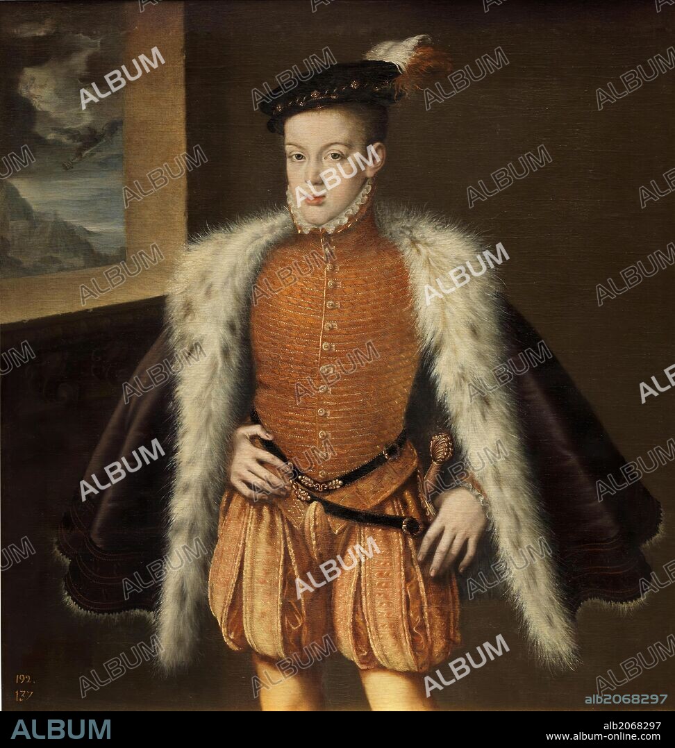 ALONSO SANCHEZ COELLO. Alonso Sánchez Coello / 'El príncipe don Carlos', 1555-1559, Escuela Española, Óleo sobre Lienzo, 109 cm x 95 cm, P01136.