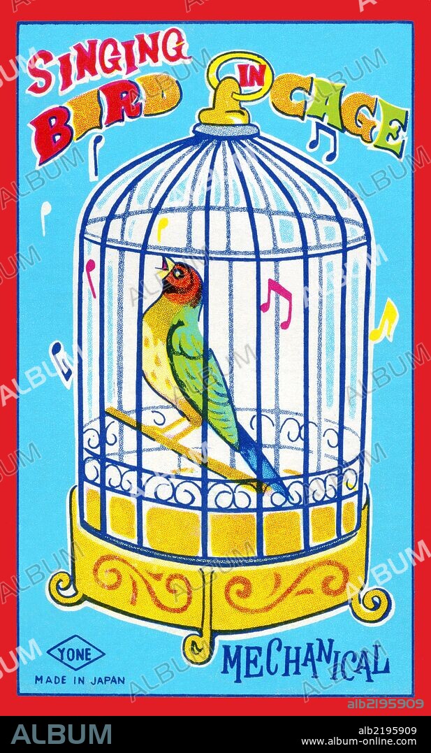 Singing bird shop toy in cage