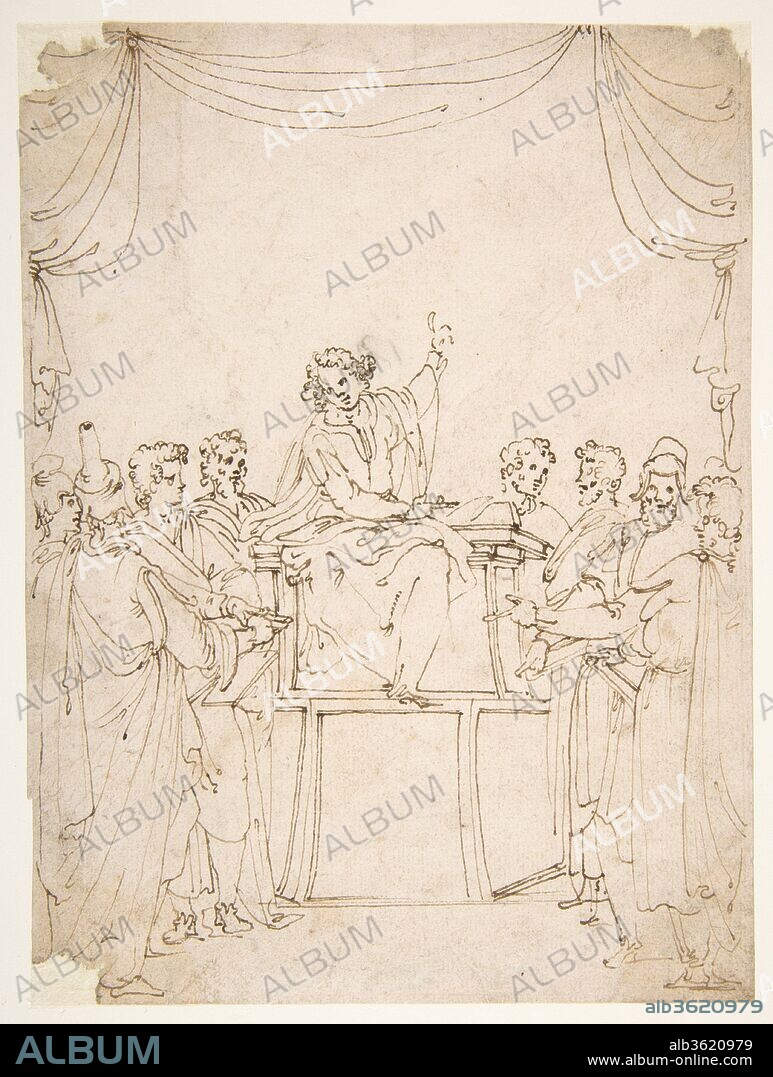 Jesus Disputing with the Doctors in the Temple (Luke 2:46-47). Artist: Ercole Setti (Italian, documented Modena, late 16th century). Dimensions: 7-1/2 x 5-9/16 in.  (19.1 x 14.2 cm). Date: 16th century.