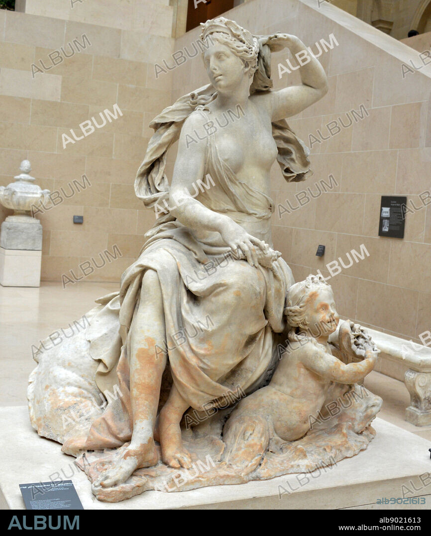 Marble statue of Amphitrite, wife of Poseidon by Charles Antoine Coysevox (1640-1720), French sculptor. Dated 17th century.