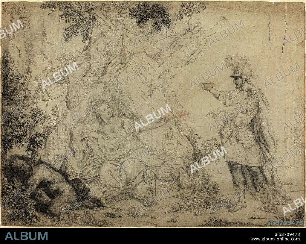 FRENCH 19TH CENTURY. Circe and Ulysses. Dimensions: overall: 44.5 x 60.2 cm (17 1/2 x 23 11/16 in.). Medium: pen and brown ink with gray wash on laid paper.