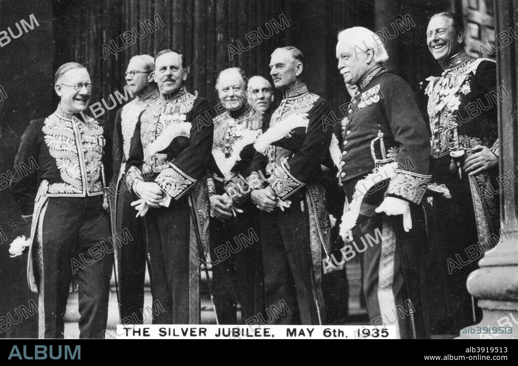 King George V's Silver Jubilee, London, 6th May, 1935. Prime Ministers, Cabinet Ministers, and Members of the House of Lords.