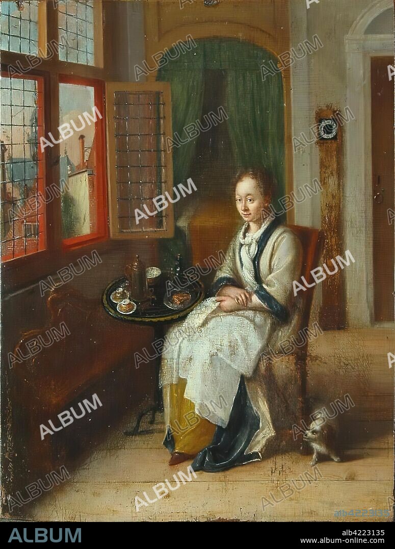 GERMAN PAINTER. 18TH CENTURY. 'Lady with a Letter by the Window'. Germany, 18th century. Dimensions: 23x17,5 cm.