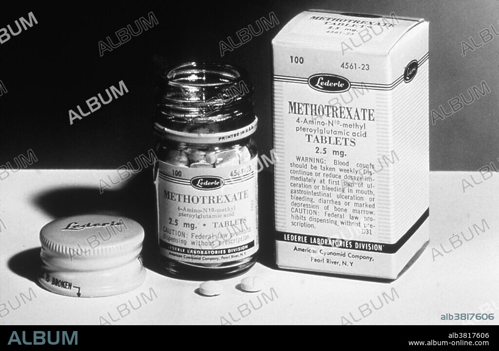 Bottle of methotrexate. Methotrexate is an antimetabolite and antifolate drug. It is used in treatment of cancer, autoimmune diseases, ectopic pregnancy, and for the induction of medical abortions. It acts by inhibiting the metabolism of folic acid. Methotrexate began to replace the more toxic antifolate aminopterin starting in the 1950s. The drug was originally synthesized by the Indian biochemist Yellapragada Subbarow and clinically developed by the American pediatrician Sidney Farber. It is on the World Health Organization's List of Essential Medicines, a list of the most important medications needed in a basic health system. No photographer credited, undated.