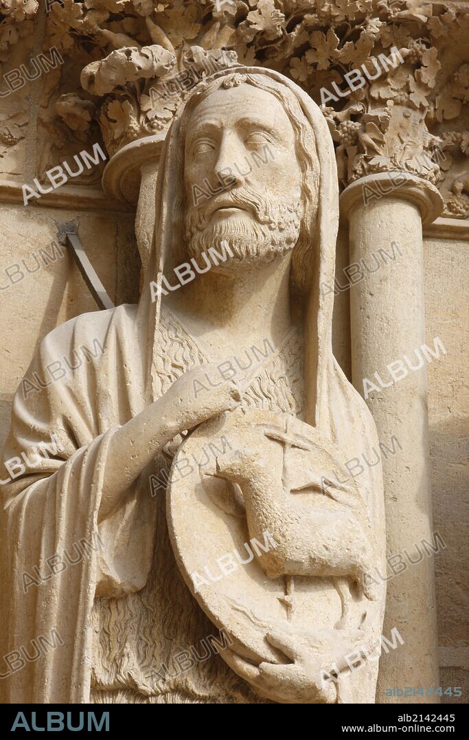 Reims cathedral west wing statue, John the Baptist.