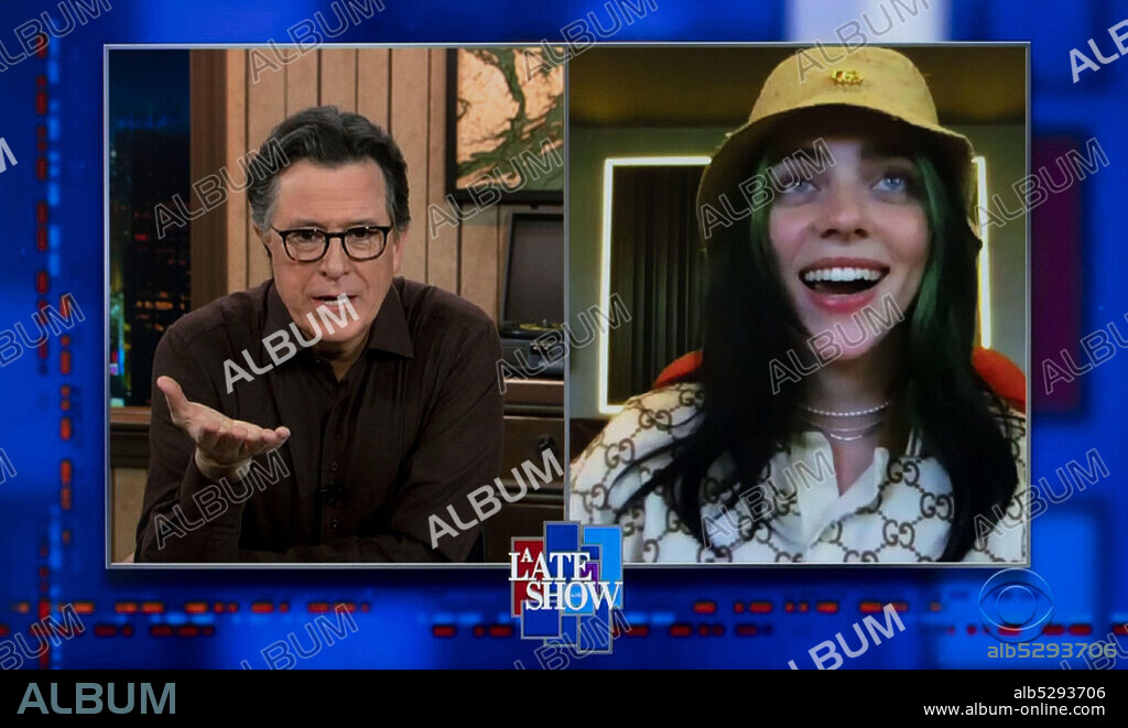 February 24, 2021, New York, New York, USA - Musician BILLIE EILISH, the subject of a new documentary, 'The World's a Little Blurry,' premiering on Friday, February 26 in theaters and on Apple TV Plus, is interviewed by STEPHEN COLBERT on 'The Late Show.(Credit Image: © Cbs/The Late Show/ZUMA Wire).