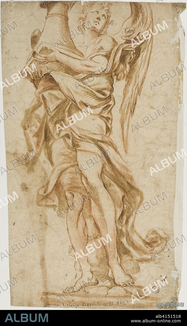 Study after Bernini's Angel sculpture at Ponte Sant'Angelo (recto); Copy of Africa Group (verso). Recto after Gian Lorenzo Bernini (Italian, 1598-1680); Verso by Gian Lorenzo Bernini (Italian, 1598-1680) after Andrea Pozzo (Italian, 1642-1709). Date: 1617-1700. Dimensions: 378 x 228 mm. Pen and brown ink, over red chalk (recto) and pen and brown ink, with brush and brown wash, over red chalk (verso), on cream laid paper. Origin: Italy.