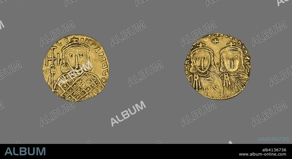 Solidus (Coin) of Constantine V and Leo IV. Byzantine, minted in Constantinople. Date: 751 AD-775 AD. Dimensions: Diam. 1.9 cm; 3.74 g. Gold. Origin: Byzantine Empire.