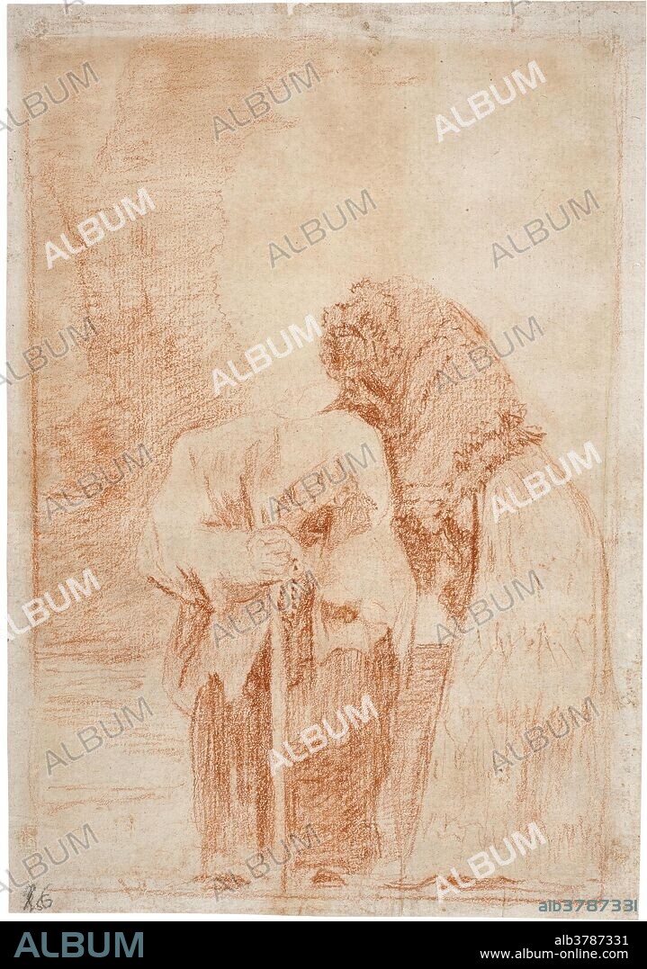 Francisco de Goya y Lucientes / 'Chitón'. Hacia 1797. Sanguina sobre papel verjurado, agarbanzado, 203 x 143 mm.