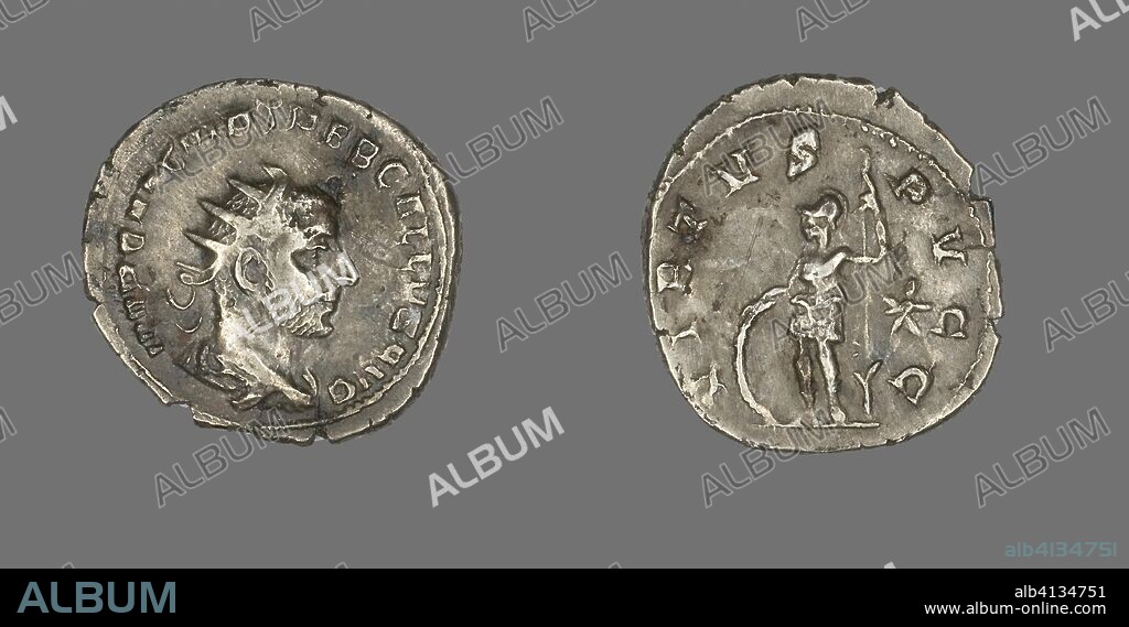 ANCIENT ROMAN. Antoninianus (Coin) Portraying Emperor Trebonianus Gallus. Roman, minted in Rome. Date: 252 AD. Dimensions: Diam. 2.2 cm; 4.11 g. Silver. Origin: Roman Empire.